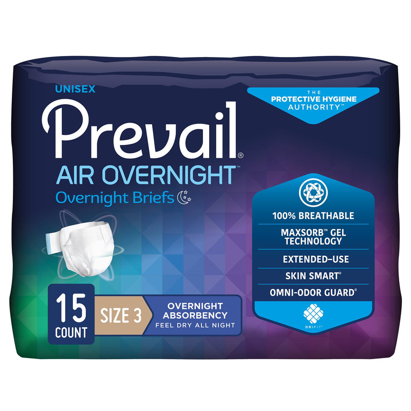 Prevail Air™ Overnight Unisex Adult Incontinence Brief - Heavy Absorbency