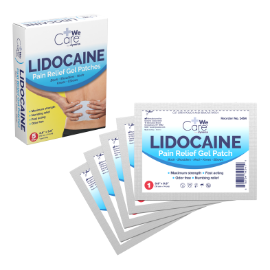 WeCare Lidocaine Pain Relief Gel Patch – Fast-Acting, Maximum Strength, 5 Patches per Box