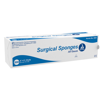 Dynarex Non-Sterile 12 Ply Surgical Gauze Sponge, 2" x 2" - 200 Pads per Box