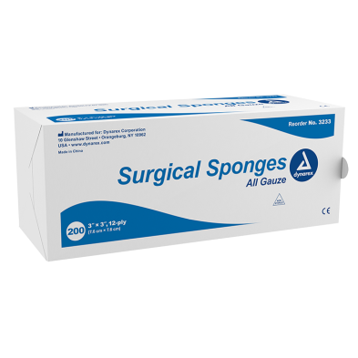 Dynarex Non-Sterile 12 Ply Surgical Gauze Sponge, 3" x 3" - 200 Pads per Box