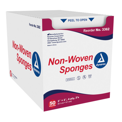 Dynarex Non-Woven Sponges – Sterile, Highly Absorbent for Wound Dressing