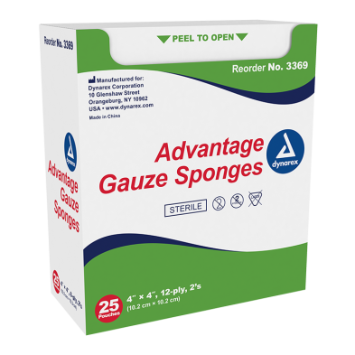 Dynarex Sterile Gauze Sponges - 4" x 4" (8 Ply & 12 Ply)