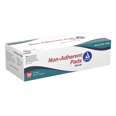 Dynarex Non-Adherent Sterile Pads - Available in 2"x3", 3"x4", 3"x8"