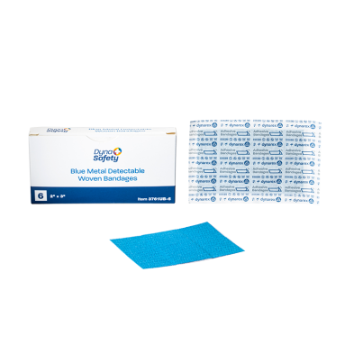 Dynasafety Blue Metal Detectable Woven Bandages - Sterile & Flexible, 2” x 3”