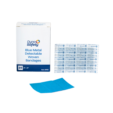 Dynasafety Blue Metal Detectable Woven Bandages - Sterile & Flexible, 2” x 3”