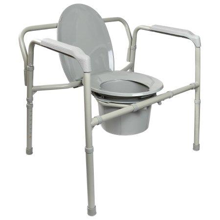 Folding Commode Chair McKesson Fixed Arm Steel Frame Back Bar 13-3/4 Inch Seat Width | Medical Source.