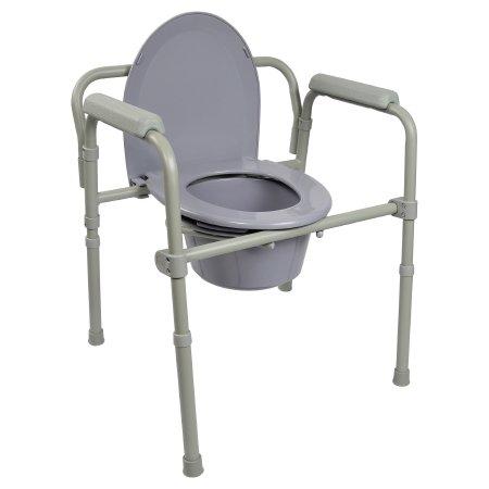 Folding Commode Chair McKesson Fixed Arm Steel Frame Back Bar 13-1/2 Inch Seat Width | Medical Source.