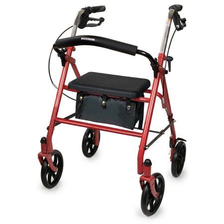 4 Wheel Rollator McKesson Red Folding Steel Frame | Medical Source.