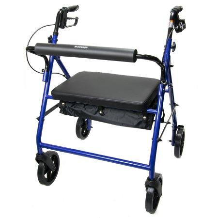 Load image into Gallery viewer, Bariatric 4 Wheel Rollator McKesson Blue Folding Steel Frame | Medical Source.
