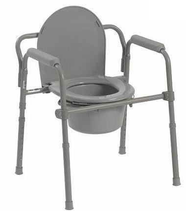 Folding Commode Chair McKesson Fixed Arm Steel Frame Back Bar 13-1/4 Inch Seat Width | Medical Source.