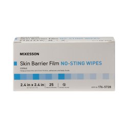 Skin Barrier Wipe McKesson No Sting 75 to 100% Strength Hexamethyldisiloxane Individual Packet Sterile