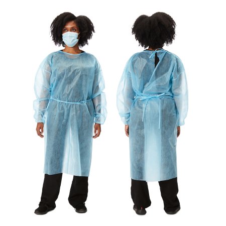 Protective Procedure Gown One Size Fits Most Blue NonSterile Disposable | Medical Source.