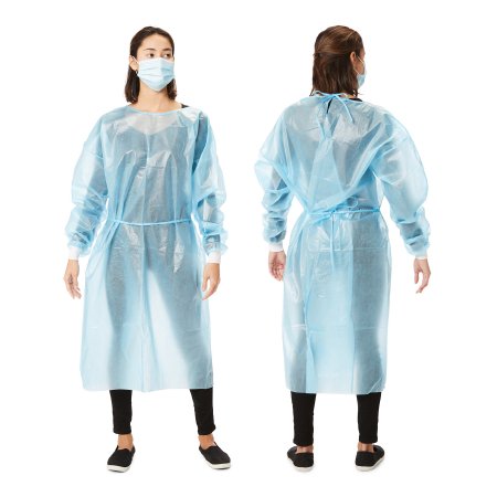 Protective Procedure Gown One Size Fits Most Blue NonSterile Disposable | Medical Source.