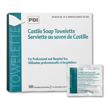 Personal Wipe PDI® Castile Soap Individual Packet Water / Coconut Acid / Potassium Hydroxide Scented 100 Count | Medical Source.
