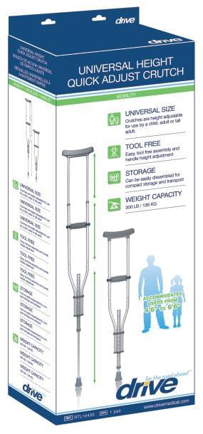 Universal Aluminum Crutch with Accessories | Medical Source.