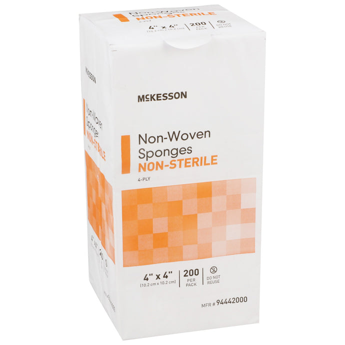 NonWoven Sponge McKesson Polyester / Rayon 4-Ply 4 X 4 Inch Square NonSterile