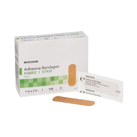 Adhesive Strip McKesson 1 X 3 Inch Fabric Rectangle Tan Sterile | Medical Source.