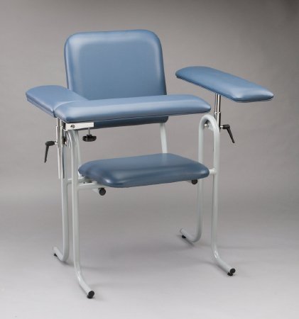 Blood Drawing Chair McKesson 1 Straight Arm / 1 Flip Up Arm Blue | Medical Source.