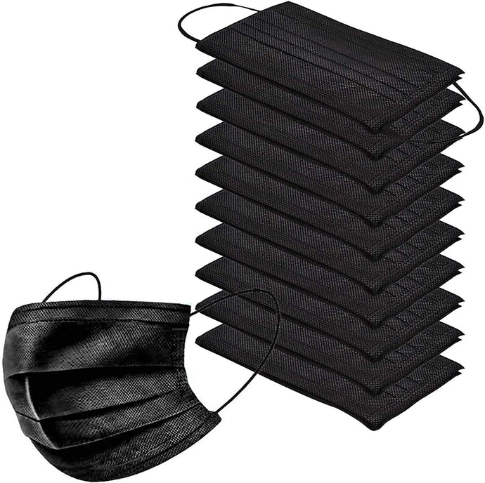 Black Disposable 3-PLY Protective Face Masks - Box/50 | Medical Source.