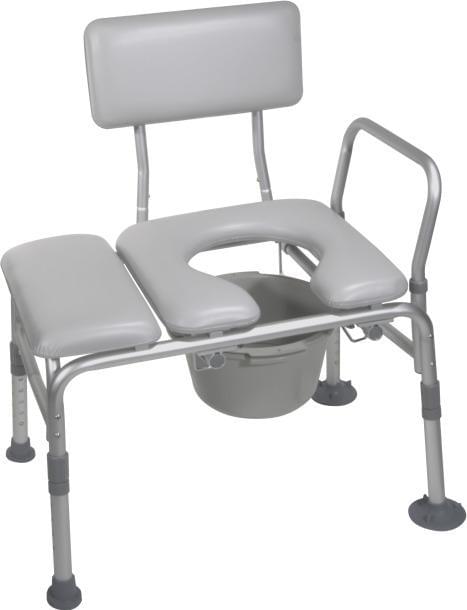 Combination Padded Transfer Bench/Commode | Medical Source.
