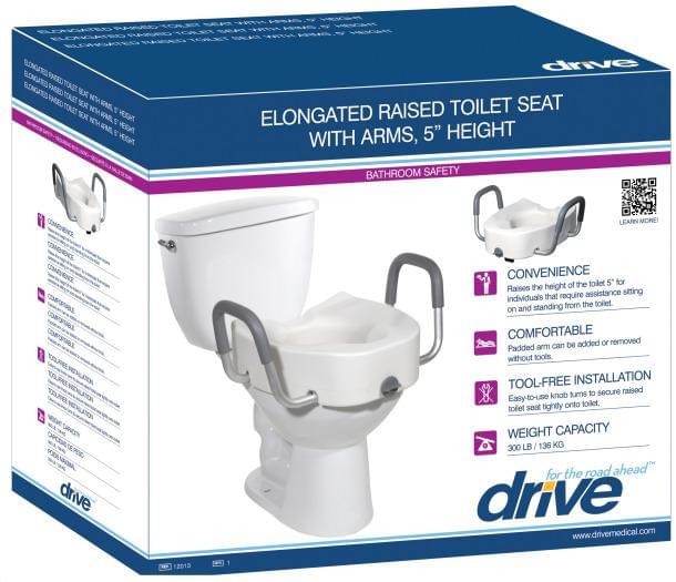 Premium Plastic, Raised, Elongated Toilet Seat with Lock | Medical Source.