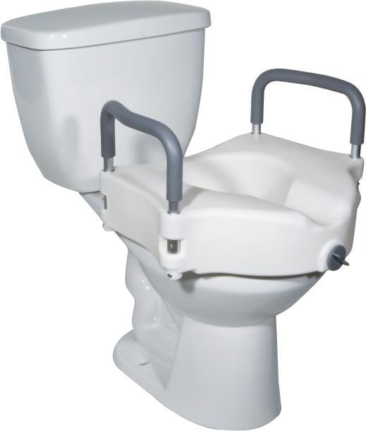 2-in-1 Locking Raised Toilet Seat with Tool-free Removable Arms | Medical Source.