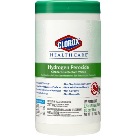 Clorox Healthcare® Surface Disinfectant Cleaner Premoistened Germicidal Wipe 155 Count Canister Disposable Unscented NonSterile - 30 Sec Kill Time | Medical Source.