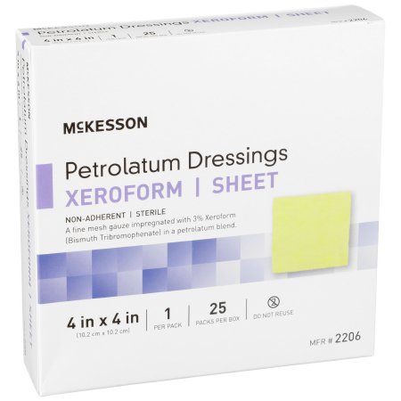 Xeroform Petrolatum Dressing McKesson 4 X 4 Inch Gauze Bismuth Tribromophenate Sterile
