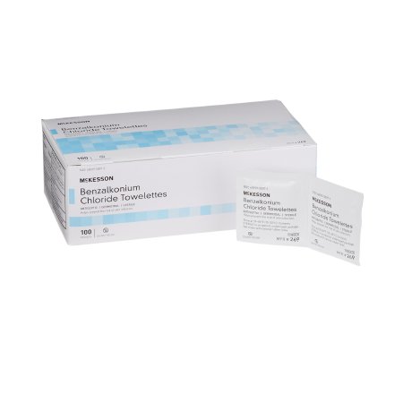 Sanitizing Skin Wipe McKesson Individual Packet BZK (Benzalkonium Chloride) Unscented 100 Count | Medical Source.
