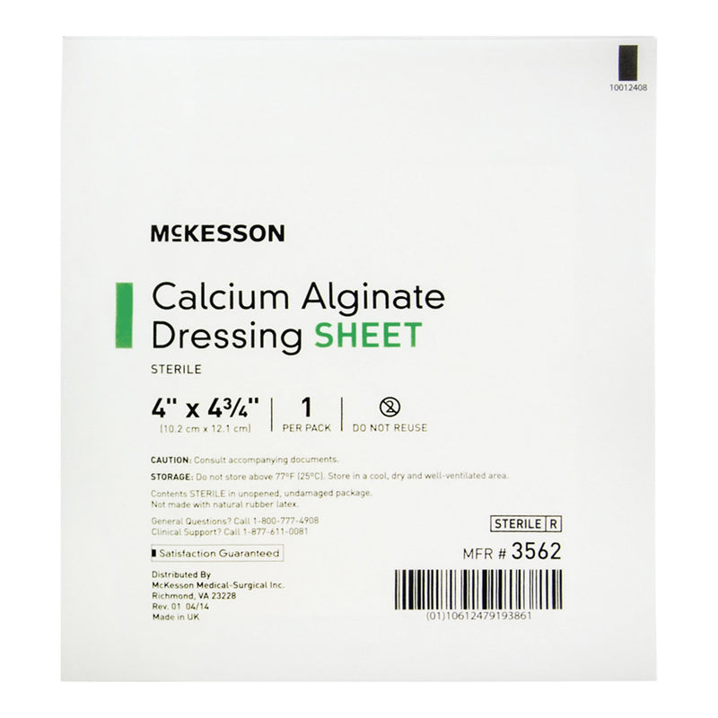 Calcium Alginate Dressing McKesson 4 X 4.75 Inch Rectangle Calcium Alginate Sterile