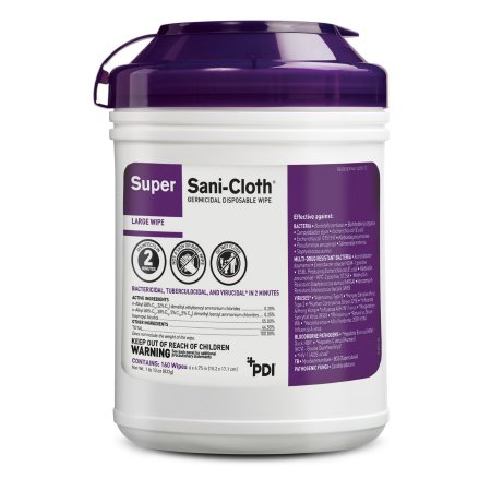 Super Sani-Cloth® Surface Disinfectant Premoistened Germicidal Wipe 160 Count Canister Disposable Alcohol Scent NonSterile | Medical Source.