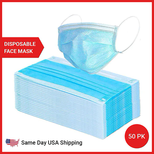 3 Ply Disposable Face Mask - 50 Pack Earloop Face Mask - Same Day USA Shipping | Medical Source.